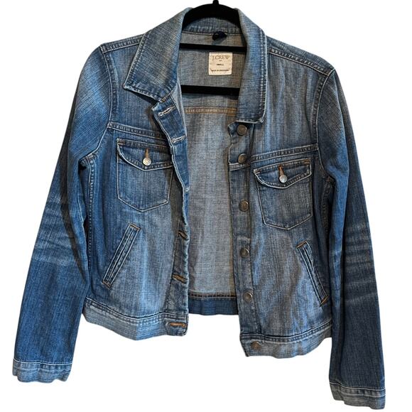 J.Crew Button Front Denim Jacket Monaco Wash Blue Size Small - Picture 1 of 5